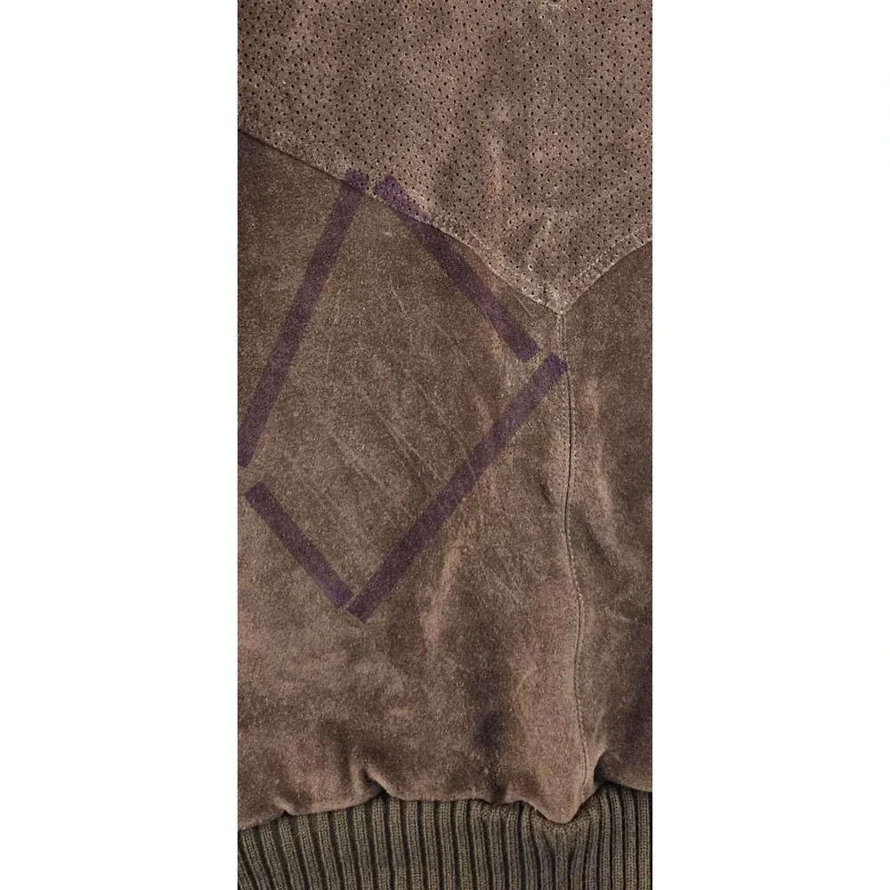 Vtg 70s Leather V Neck Sweater Cow Suede Brown Western Rockabilly Mens‎ XL